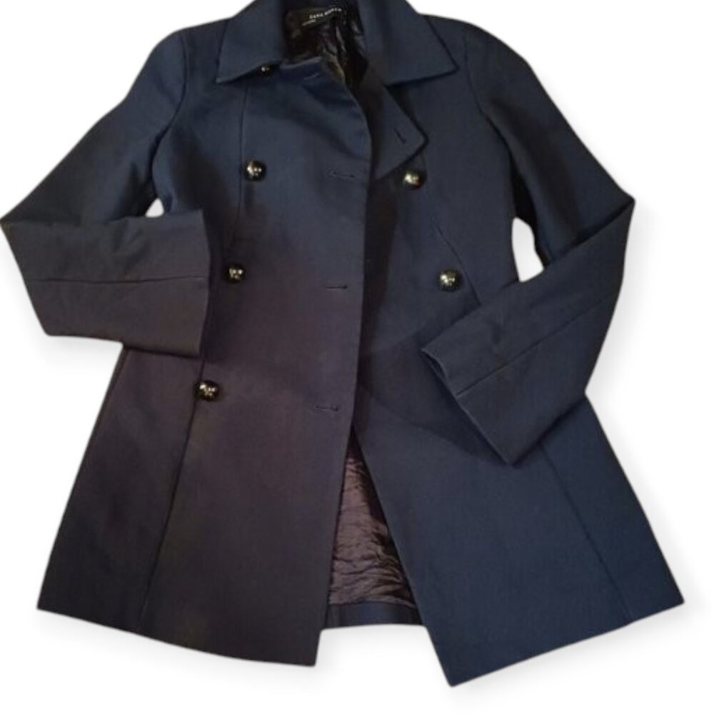 ZARA WOMAN Wool Double Breasted Thigh Length Peacoat XS - Picture 1 of 16